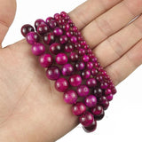 Rose Red Tiger's Eye Natural Stone Round Spacers Beads