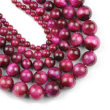Rose Red Tiger's Eye Natural Stone Round Spacers Beads