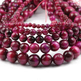 Rose Red Tiger's Eye Natural Stone Round Spacers Beads