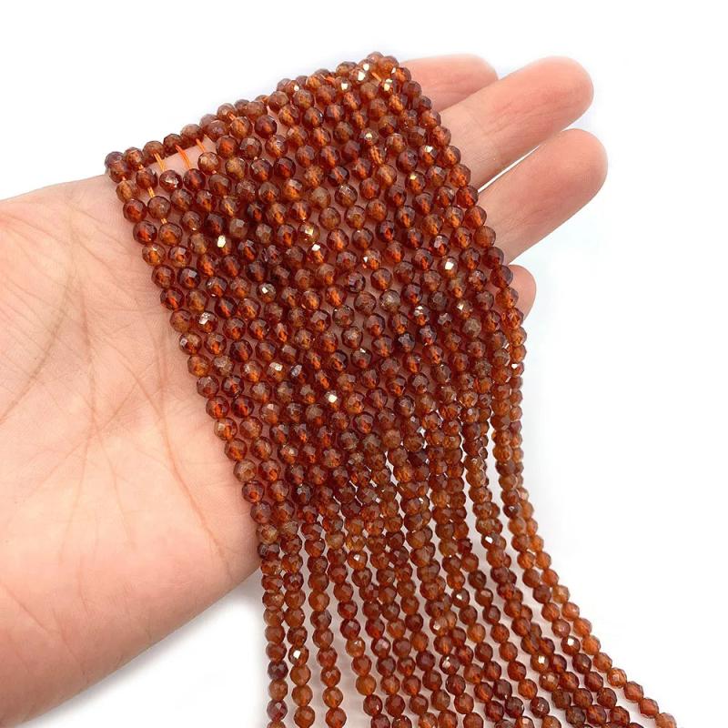 Natural Stone Orange Garnet Faceted Beads 2mm 3mm 4mm