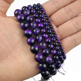 Purple Tiger's Eye 4-12MM Round Charms Beads for Jewelry Making DIY