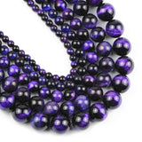 Purple Tiger's Eye 4-12MM Round Charms Beads for Jewelry Making DIY
