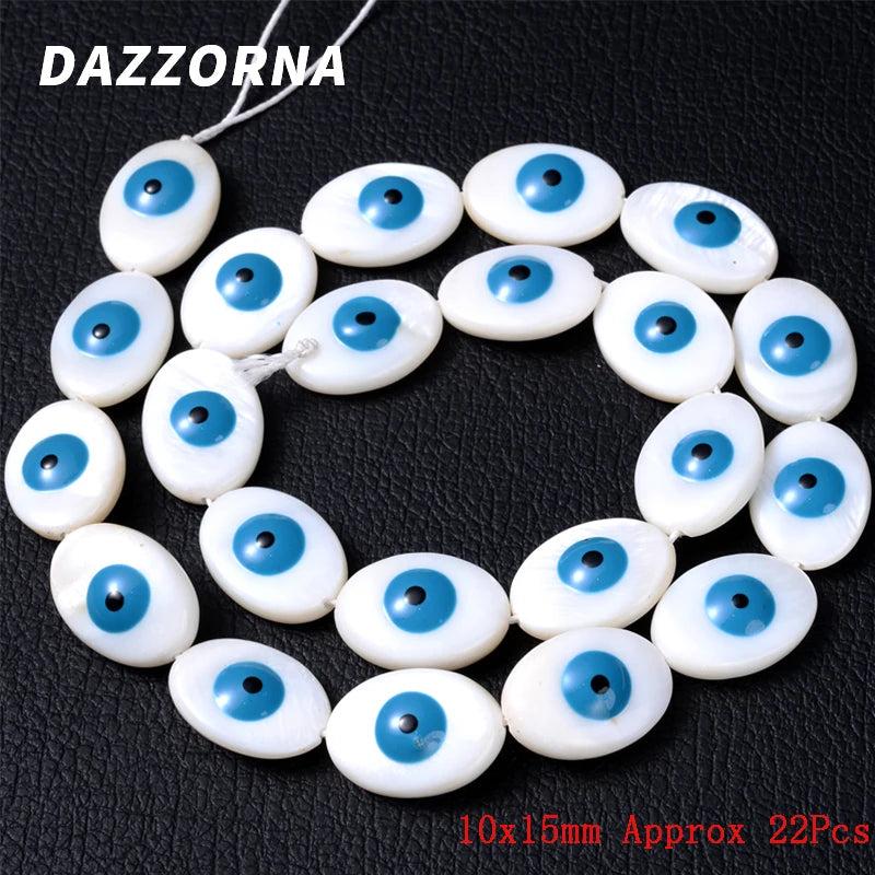 10mm Evil Eye Charms Oval Shell Spacer Bead for Jewelry Making
