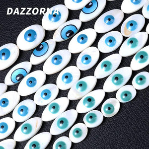 10mm Evil Eye Charms Oval Shell Spacer Bead for Jewelry Making