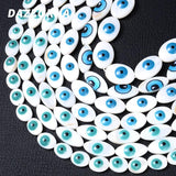 10mm Evil Eye Charms Oval Shell Spacer Bead for Jewelry Making