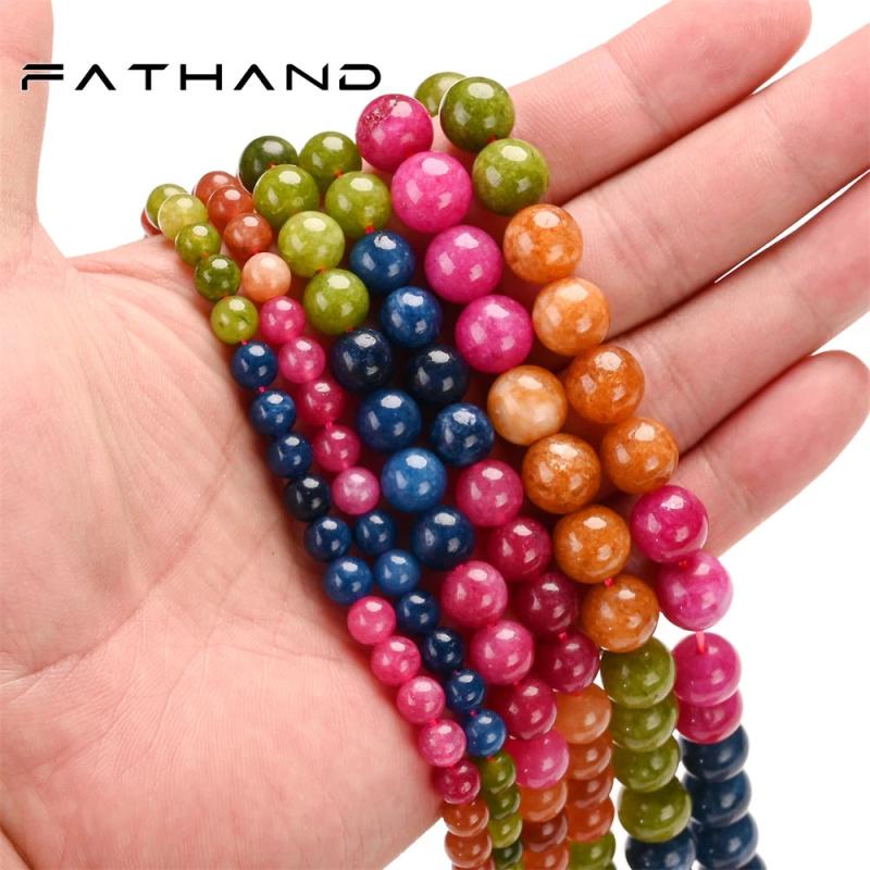 6-10mm Tourmaline Agates Chalcedony Bead Round Smooth Loose Spacer Beads