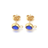 10pcs Stainless Steel Birthstone Crystal Earring Studs