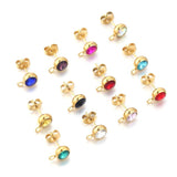 10pcs Stainless Steel Birthstone Crystal Earring Studs