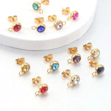 10pcs Stainless Steel Birthstone Crystal Earring Studs