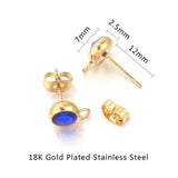 10pcs Stainless Steel Birthstone Crystal Earring Studs