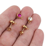 10pcs Stainless Steel Birthstone Crystal Earring Studs