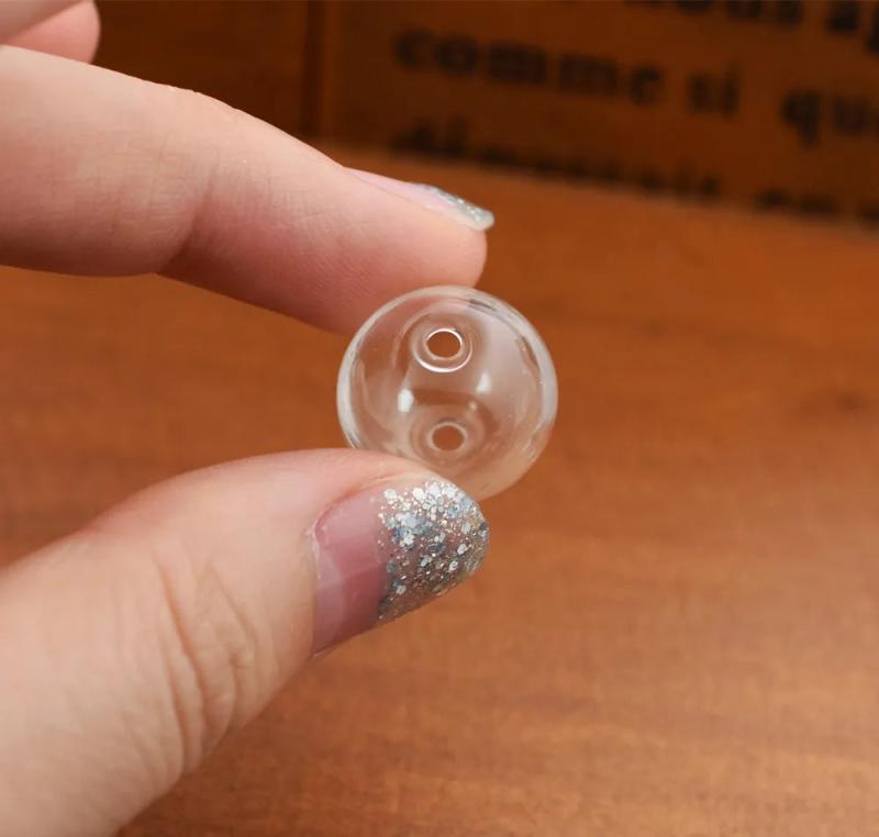 6pcs 12-30mm Hollow Glass Ball Double Hole Bubble Glass Globe