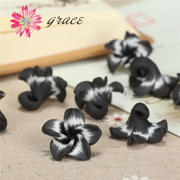 20pc 18mm Polymer Plumeria Flower Beads DIY Girls Necklace Hair Band Bracelet