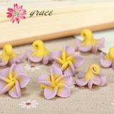 20pc 18mm Polymer Plumeria Flower Beads DIY Girls Necklace Hair Band Bracelet