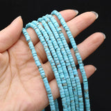 Natural Turquoise Stone Bead Rondelle Cube Shape Loose Spacer Beads