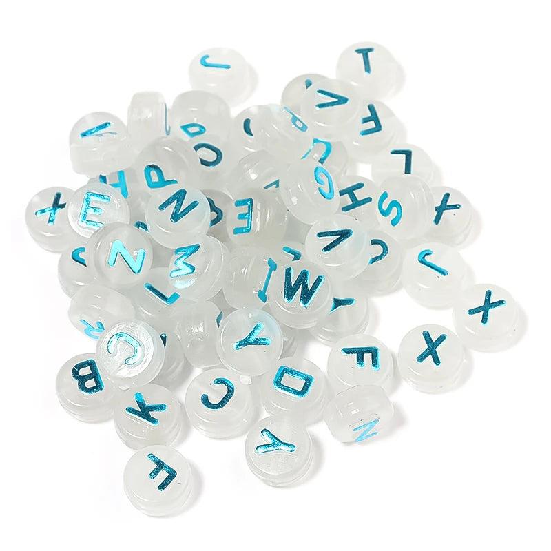 100PCS Luminous Christmas Letter Beads Acrylic Loose Beads Jewelry Making