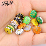 10PCS Enamel Daisies Metal Spacer Bead DIY Bracelets Jewelry Making