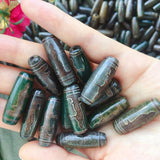 30mm Guanyin Grey Green Stone Tibetan Dzi Agate Beads Reiki Healing Men Women