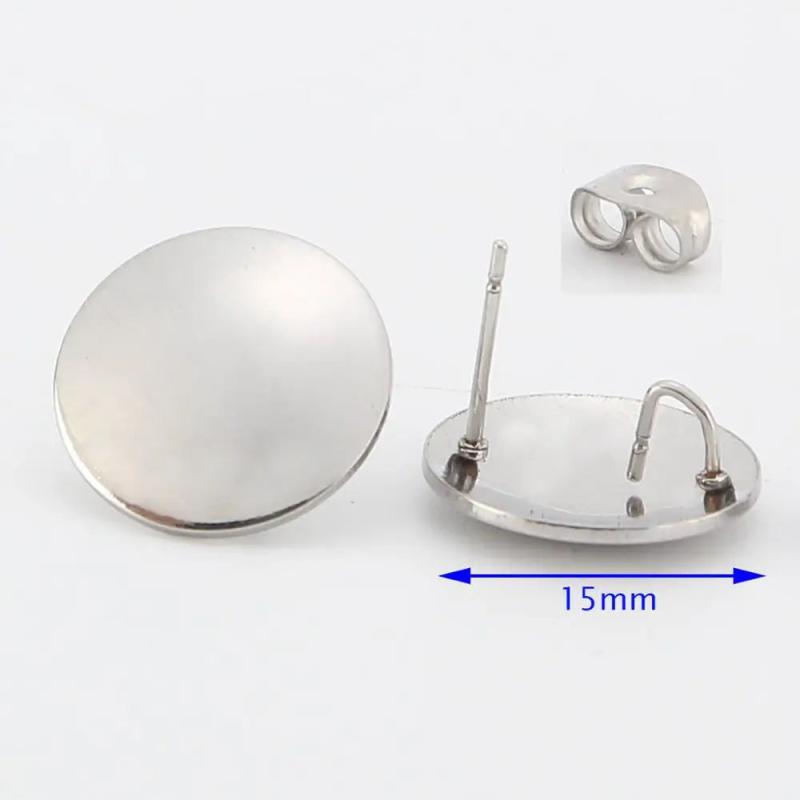10pcs Stainless Steel Ear Stud Earrings Round Posts for Jewelry Making