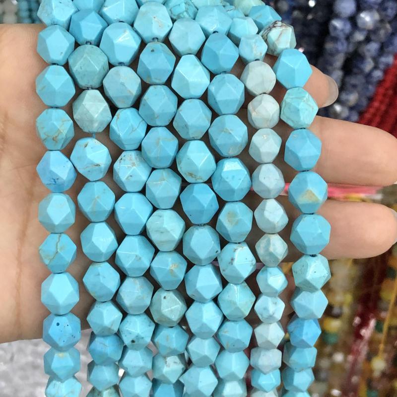 Faceted Turquoise Natural Stone Beads 6-10mm Strand 15''