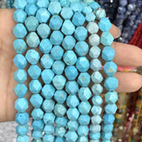 Faceted Turquoise Natural Stone Beads 6-10mm Strand 15''
