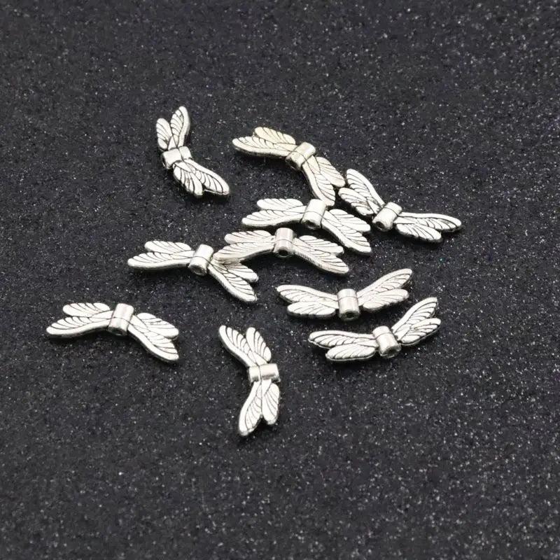 50pcs Dragonfly Metal Spacer Beads for Jewelry Making DIY Accessories