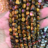 6-8mm Tiger Eye Agat Stone Beads Natural Shaped Stone Beads 15''