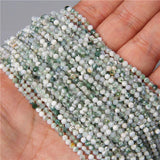 Agat Faceted Round Loose Tree lines Beads Strand 3 4 MM