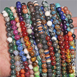 8mm Natural Stone Beads Mixed Agates Turquoises Malachite Round Stones Bead