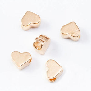 100 PCS Heart Spacer Beads KC Gold/Silver 6x7x3.5mm