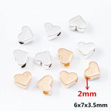 100 PCS Heart Spacer Beads KC Gold/Silver 6x7x3.5mm
