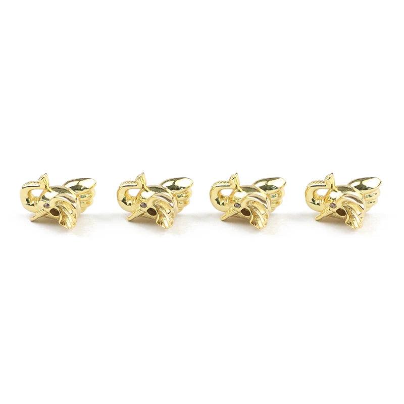 4pcs Elephant Head Copper Beads CZ Pendants for Jewelry Making
