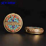 2 PCS 29mm*8mm Metal Brass Flat Spacer Beads For Jewelry Making