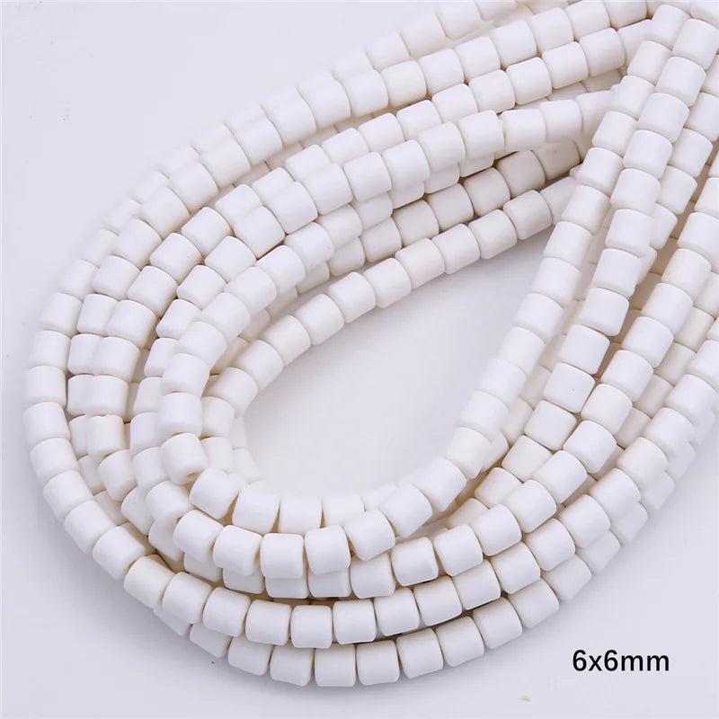 6MM Colorful Soft Pottery Loose Beads Cylindrical Necklace Hand Beaded
