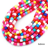 6MM Colorful Soft Pottery Loose Beads Cylindrical Necklace Hand Beaded