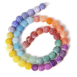 7 Chakra Frost Cracked Agate Beads Natural Round Stone Healing Beads