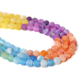 7 Chakra Frost Cracked Agate Beads Natural Round Stone Healing Beads