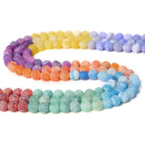 7 Chakra Frost Cracked Agate Beads Natural Round Stone Healing Beads