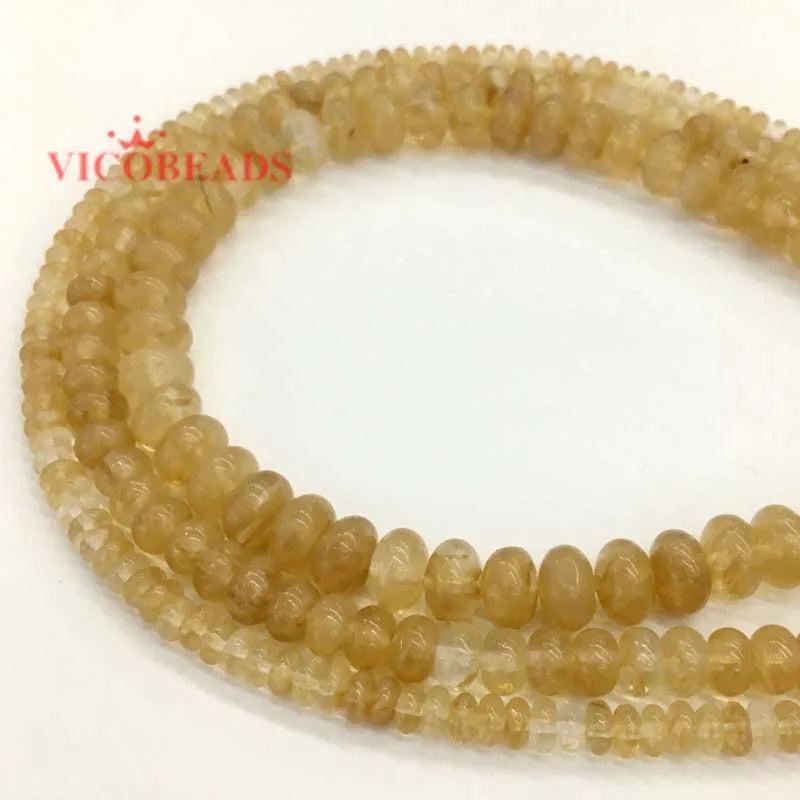 Natural Citrine Quartz Rondelle Spacer Beads for Jewelry Making