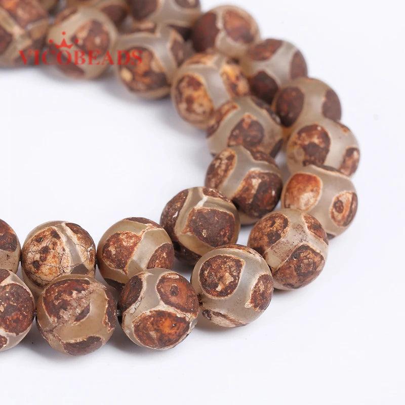 Carnelian Tibetan Dzi Football Beads Round Loose Beads 6 8 10mm