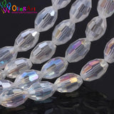 50pcs Oval Faceted Austrian Olives Crystal Beads Teardrop Glass Bead