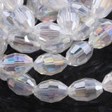 50pcs Oval Faceted Austrian Olives Crystal Beads Teardrop Glass Bead