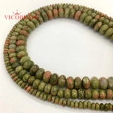 Unakite Rondelle Stone Beads 15inch DIY Bracelet