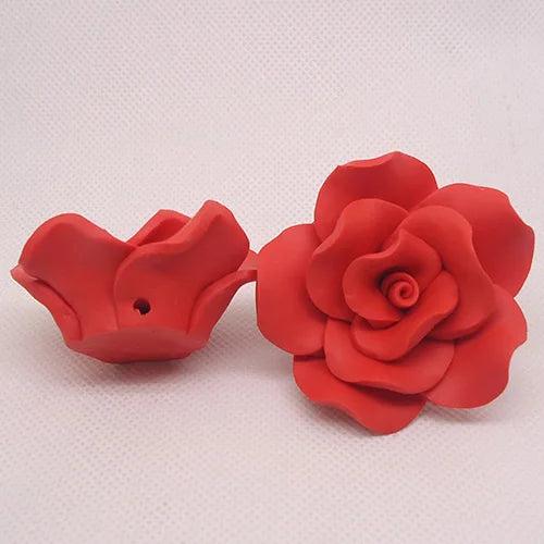 3pc Large Polymer Clay Rose Flower Bead for Pendants Necklace Craft Accessory