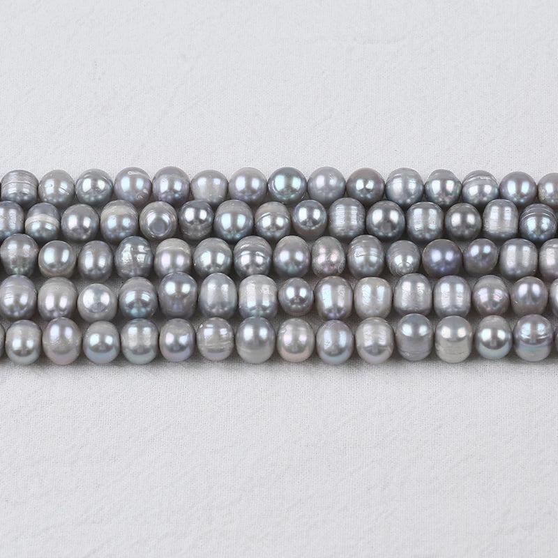Natural Freshwater Pearl Beads Potato Egg Shaped Near Round Punched Pearls 8-9mm