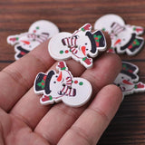 50pcs Snowman Shape Wood Cartoon Wooden Buttons Bead Sewing Scrapbooking DIY
