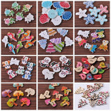 50pcs Snowman Shape Wood Cartoon Wooden Buttons Bead Sewing Scrapbooking DIY