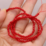Coral Red Faceted Round Beads 3mm Jewelry Making DIY Necklace Bracelet 36CM