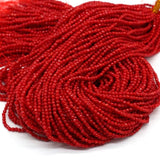 Coral Red Faceted Round Beads 3mm Jewelry Making DIY Necklace Bracelet 36CM
