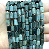Natural Stone Hawks Eye Faceted Cylinder Spacer Beads